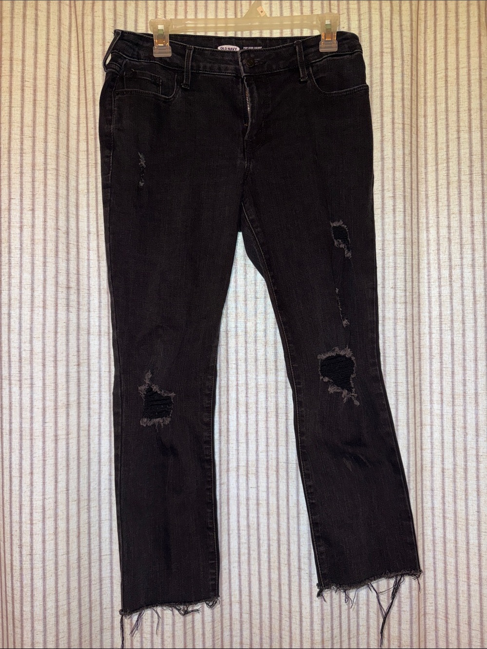 Old Navy Black Distressed Skinny Leg Jeans